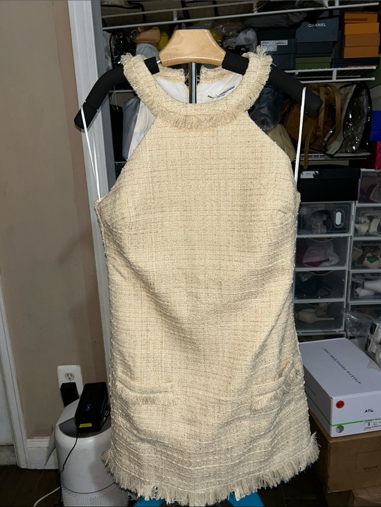 Amanda Uprichard Dresses & Skirts - Amanda Uprichard Cream Tweed Halter Mini Dress